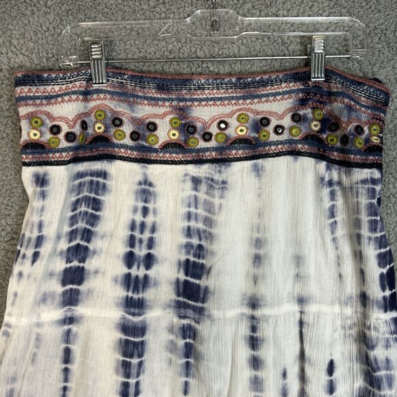 Earthbound Trading Tie Dye Embroidered Layered Skirt Women’s XL Lined - Picture 2 of 9